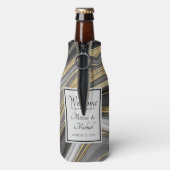 Moderne Hochzeit von Gold & Gray Agate Geode Flaschenkühler (Flasche Rückseite)