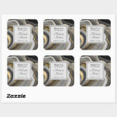 Moderne Hochzeit von Gold & Gray Agate Geode Gemst Quadratischer Aufkleber (Blatt)