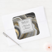 Moderne Hochzeit von Gold & Gray Agate Geode Gemst Quadratischer Aufkleber (Umschlag)