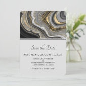 Moderne Hochzeit von Gold & Gray Agate Geode Gemst Save The Date (Stehend Vorderseite)