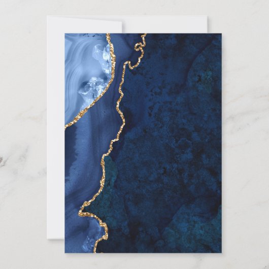 Moderne Hochzeit von Gold Navy Blue Marble Agate Einladung (Rückseite)