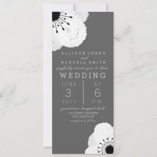 Moderne Hochzeit von Grau und Weiß Einladung (Vorderseite)