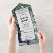 Moderne Hochzeit von Green Blue Earth Tone Abstrak All In One Einladung (Abreißen)
