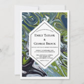 Moderne Hochzeit von Green Blue Earth Tone Abstrak Einladung (Vorderseite)