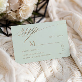 Moderne Hochzeit von Green & Imitats Gold Calligra RSVP Karte