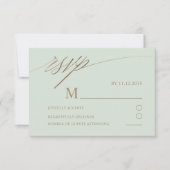 Moderne Hochzeit von Green & Imitats Gold Calligra RSVP Karte (Vorderseite)