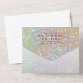 Moderne Hochzeit von holografischem Pastel-Glitzer All In One Einladung (Rückseite)