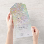 Moderne Hochzeit von holografischem Pastel-Glitzer All In One Einladung (Abreißtisch)