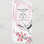 Moderne Hochzeit von japanischem Crane und Cherry Save The Date (Vorne/Hinten)