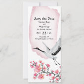 Moderne Hochzeit von japanischem Crane und Cherry Save The Date (Vorderseite)