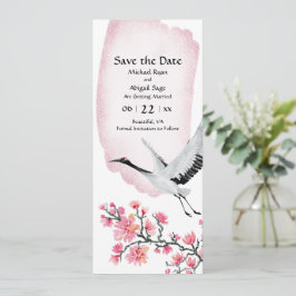 Moderne Hochzeit von japanischem Crane und Cherry  Save The Date