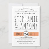 Moderne Hochzeit von Korallenpfirsichkorallen in S Einladung (Vorderseite)