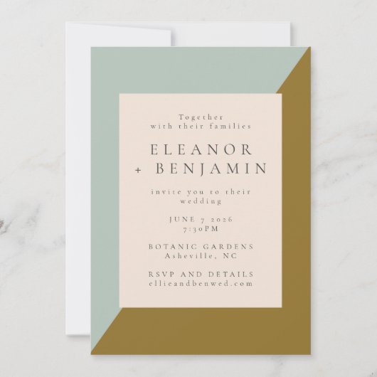 Moderne Hochzeit von Light Blue Senf Olive UAWG We Einladung (Vorderseite)