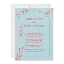 Moderne Hochzeit von Light Blue und Coral Leaf