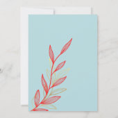 Moderne Hochzeit von Light Blue und Coral Leaf Einladung (Rückseite)