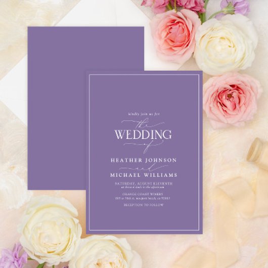 Moderne Hochzeit von Lilac Lavender Calligraphy Einladung