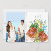 Moderne Hochzeit von Mason Jar Coral und Mint Flor Einladung (Rückseite)