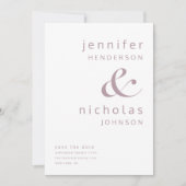 Moderne Hochzeit von Mauve Pink und Typografie Save The Date (Vorderseite)