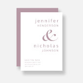 Moderne Hochzeit von Mauve Pink und Typografie Save The Date