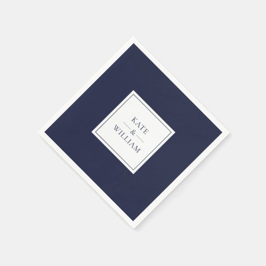 Moderne Hochzeit von Navy Blue Classic Serviette (Ecke)
