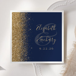 Moderne Hochzeit von Navy Blue Gold Glitzer Serviette