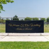 Moderne Hochzeit von Navy Blue & Gold Script Banner (InSitu)