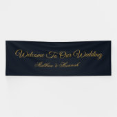 Moderne Hochzeit von Navy Blue & Gold Script Banner (Horizontal)
