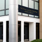 Moderne Hochzeit von Navy Blue & Gold Script Banner (Äußeres Gebäude)