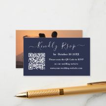 Moderne Hochzeit von Navy Blue Minimalistisch Qr C