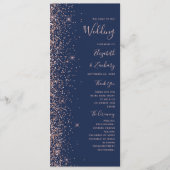 Moderne Hochzeit von Navy Blue Rose Gold Glitzer Programm (Vorderseite)