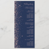 Moderne Hochzeit von Navy Blue Rose Gold Glitzer Programm (Rückseite)