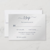 Moderne Hochzeit von Navy Blue und Silver RSVP Karte (Vorderseite)