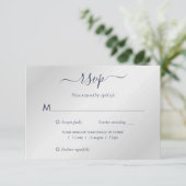 Moderne Hochzeit von Navy Blue und Silver RSVP Karte (Stehend Vorderseite)