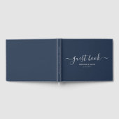 Moderne Hochzeit von Navy Blue und Silver Script Gästebuch (Voll)