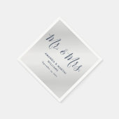 Moderne Hochzeit von Navy Blue und Silver Script Serviette (Ecke)