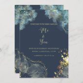 Moderne Hochzeit von Navy Gold Einladung (Vorne/Hinten)