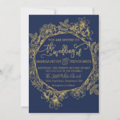 Moderne Hochzeit von Navy & Gold-Folie Einladung (Vorderseite)
