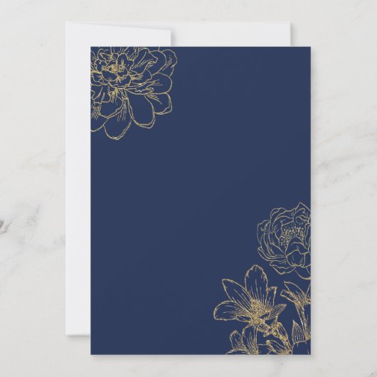 Moderne Hochzeit von Navy & Gold-Folie Einladung (Rückseite)