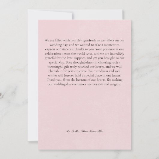 Moderne Hochzeit von Pink Blush Hydrangea Dankeskarte (Rückseite)
