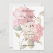 Moderne Hochzeit von Pink Blush Hydrangea Einladung (Vorderseite)