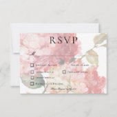Moderne Hochzeit von Pink Blush Hydrangea RSVP Karte (Vorderseite)