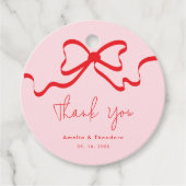 Moderne Hochzeit von Rosa Bow Geschenkanhänger (Vorderseite)