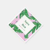 Moderne Hochzeit von Rosa und Grün-Palmen Serviette (Ecke)
