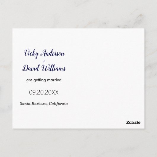 Moderne Hochzeit von Schiffsskripten Speichern Sie Postkarte (Rückseite)