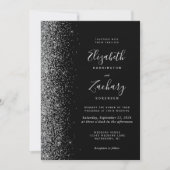 Moderne Hochzeit von Silver Glitzer Black QR Code Einladung (Vorderseite)