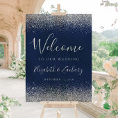 Moderne Hochzeit von Silver Glitzer Navy Blue Acrylschild