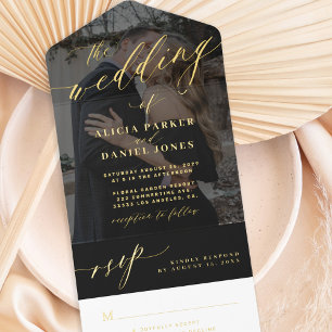 Moderne Hochzeit von Skripten für Fotos All-in-One-Einladung