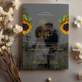 Moderne Hochzeit von Sonnenblumen Foto Einladung
