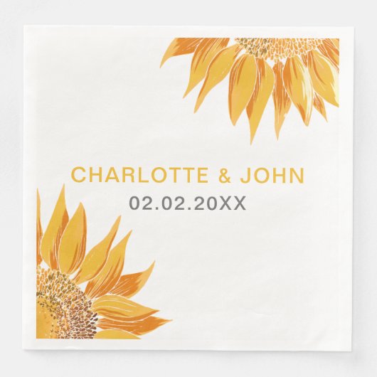 Moderne Hochzeit von SunFlower Serviette (Vorderseite)