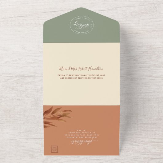 Moderne Hochzeit von Tone mit Perforation/UAWG All In One Einladung (Außenbereich)